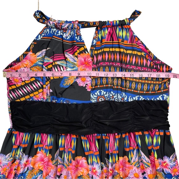 Size large bright colorful stretchy floral tribal sleeveless maxi dress EUC - Picture 6 of 7